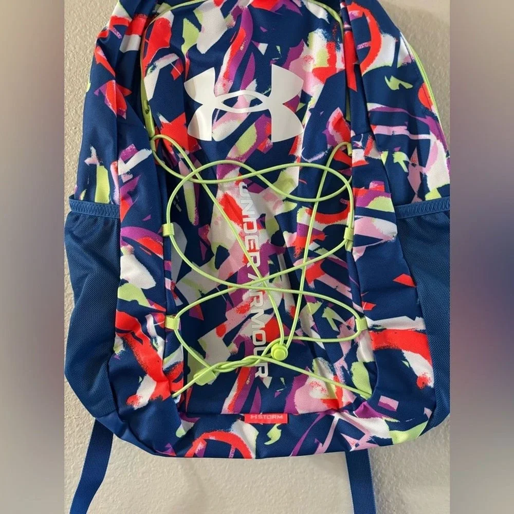Under Armour Hustle Sport Backpack in Tech Blue Multicolor School GIFT NWT